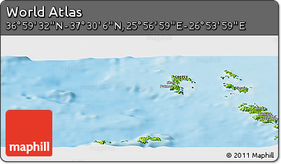 Physical Panoramic Map of the Area around 37° 14' 49" N, 26° 25' 29" E