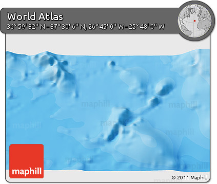 Political 3D Map of the Area around 37° 14' 49" N, 26° 16' 29" W