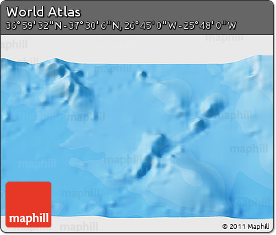 Political 3D Map of the Area around 37° 14' 49" N, 26° 16' 29" W
