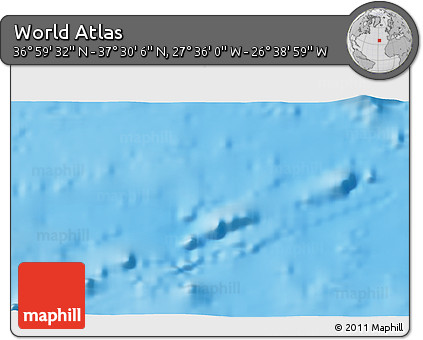 Physical 3D Map of the Area around 37° 14' 49" N, 27° 7' 30" W