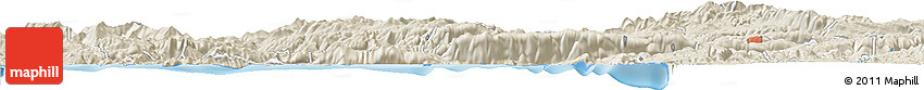 Shaded Relief Horizon Map of the Area around 37° 14' 49" N, 28° 7' 30" E