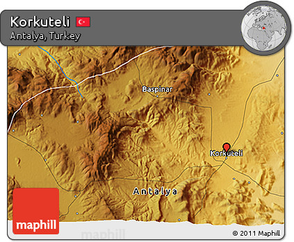 Physical 3D Map of Korkuteli