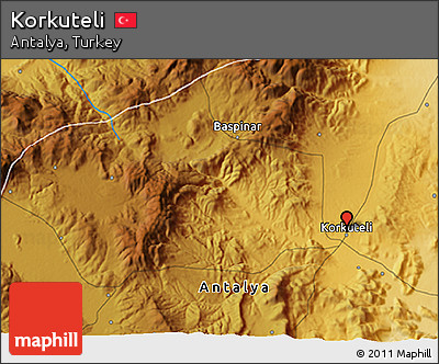 Physical 3D Map of Korkuteli