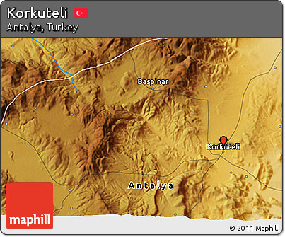 Physical 3D Map of Korkuteli
