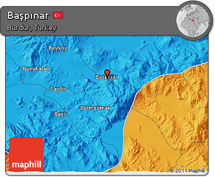 Political 3D Map of Başpınar