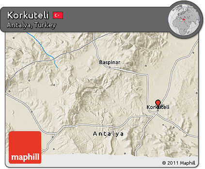 Shaded Relief 3D Map of Korkuteli