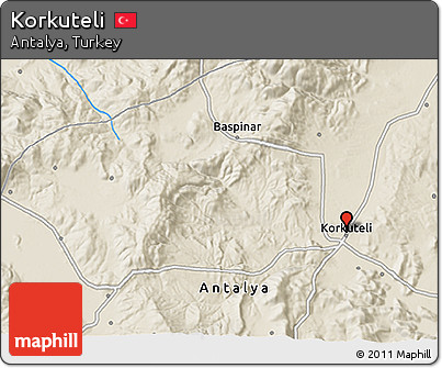 Shaded Relief 3D Map of Korkuteli