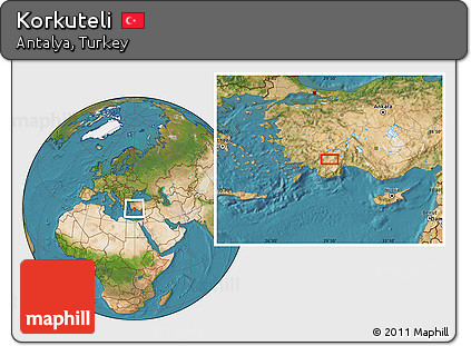 Satellite Location Map of Korkuteli