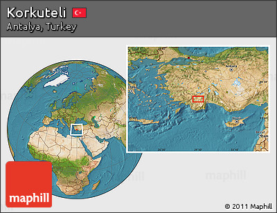 Satellite Location Map of Korkuteli