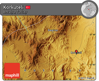 Physical Map of Korkuteli