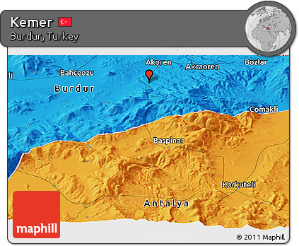 Political Panoramic Map of Kemer