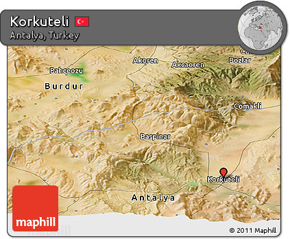 Satellite Panoramic Map of Korkuteli