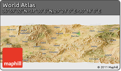 Satellite Panoramic Map of the Area around 37° 14' 49" N, 29° 49' 30" E