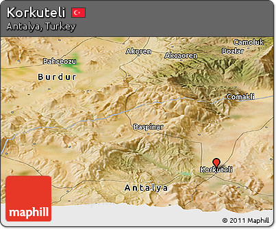 Satellite Panoramic Map of Korkuteli