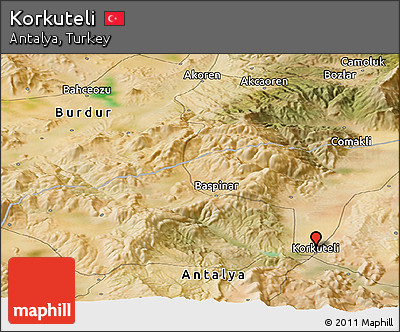 Satellite Panoramic Map of Korkuteli