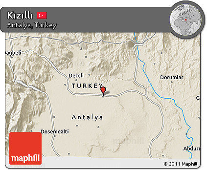 Shaded Relief 3D Map of Kızıllı
