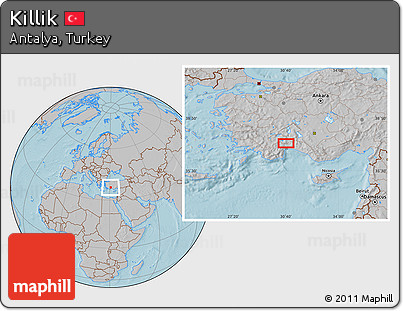 Gray Location Map of Killik, hill shading