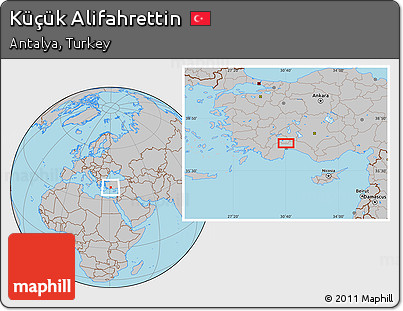 Gray Location Map of Küçük Alifahrettin