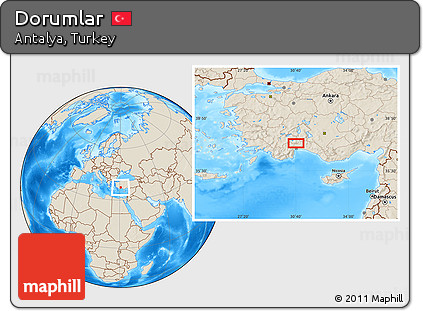 Shaded Relief Location Map of Dorumlar