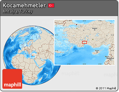 Shaded Relief Location Map of Kocamehmetler