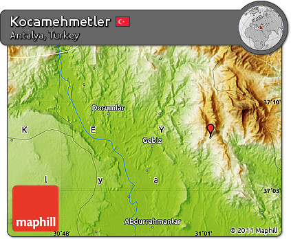 Physical Map of Kocamehmetler