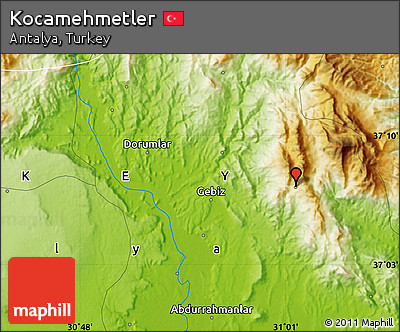 Physical Map of Kocamehmetler