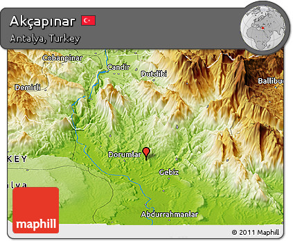Physical Panoramic Map of Akçapınar