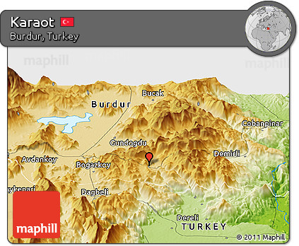 Physical Panoramic Map of Karaot