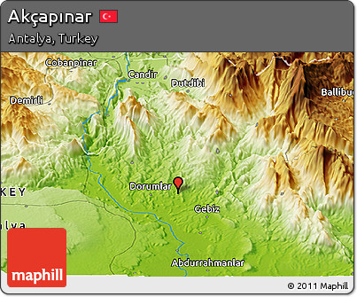 Physical Panoramic Map of Akçapınar
