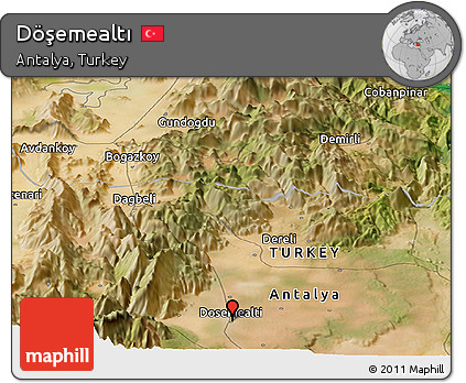 Satellite Panoramic Map of Döşemealtı
