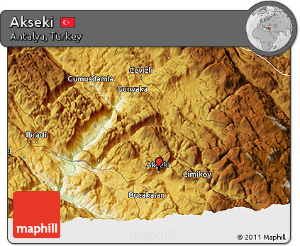Physical 3D Map of Akseki