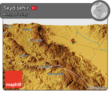 Physical 3D Map of Seydişehir