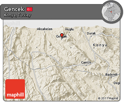 Shaded Relief 3D Map of Gencek
