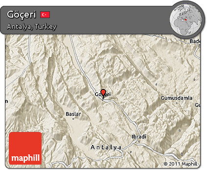 Shaded Relief 3D Map of Göçeri
