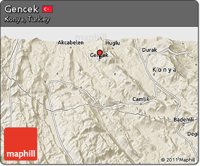 Shaded Relief 3D Map of Gencek