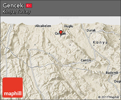 Shaded Relief 3D Map of Gencek