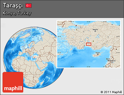 Shaded Relief Location Map of Taraşçı