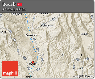 Shaded Relief Map of Bucak