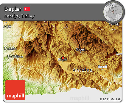 Physical Panoramic Map of Başlar