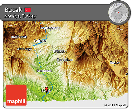 Physical Panoramic Map of Bucak