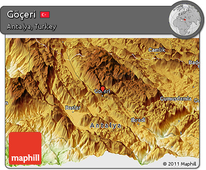 Physical Panoramic Map of Göçeri