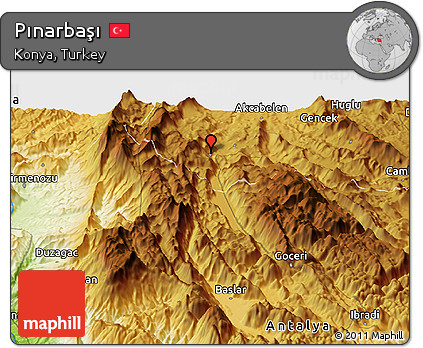Physical Panoramic Map of Pınarbaşı