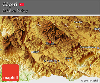 Physical Panoramic Map of Göçeri