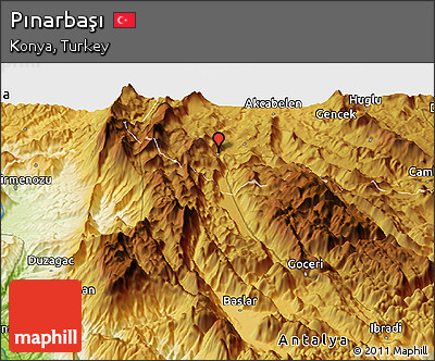 Physical Panoramic Map of Pınarbaşı