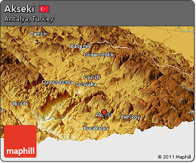 Physical Panoramic Map of Akseki