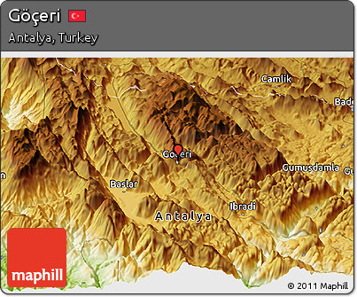 Physical Panoramic Map of Göçeri