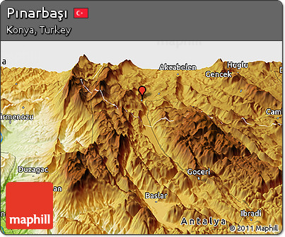 Physical Panoramic Map of Pınarbaşı
