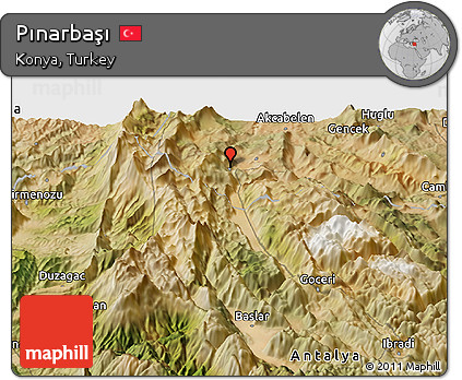 Satellite Panoramic Map of Pınarbaşı