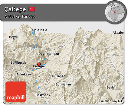 Shaded Relief Panoramic Map of Çaltepe