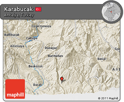 Shaded Relief Panoramic Map of Karabucak